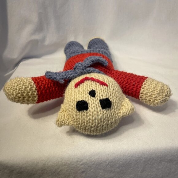 Estate Sale Find Vintage 14" Crocheted Stuffed Animal Red White Blue with Scarf - Picture 11 of 12